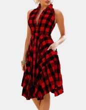 Load image into Gallery viewer, Lady in Red Plaid Asymmetrical Dress
