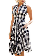 Load image into Gallery viewer, Lady in Red Plaid Asymmetrical Dress
