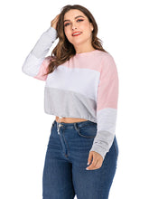 Load image into Gallery viewer, Three Tone Pink, White, and Grey Colorblock Crop Top - Curvy
