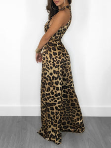 Fiesty Leopard Print Jumpsuit - Long