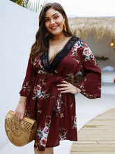 Load image into Gallery viewer, Pretty as a Picture Laced Deep V Floral Dress - Curvy
