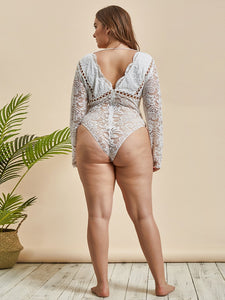 Creme Lace Bodysuit - Curvy