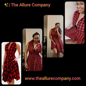 Lady in Red Plaid Asymmetrical Dress