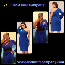 Load image into Gallery viewer, Blue Diva One Shoulder Dress - Curvy
