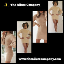 Load image into Gallery viewer, Beige Lantern Sleeve Fleece Dress
